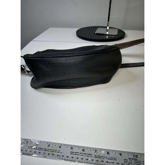 Dooney Bourke Black Pebbled Leather Medium Shoulder Crossbody Bag Brown Trim - Picture 8 of 8